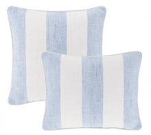 Load image into Gallery viewer, Awning Stripe Soft French Blue Indoor/Outdoor Lumbar Pillow 16"