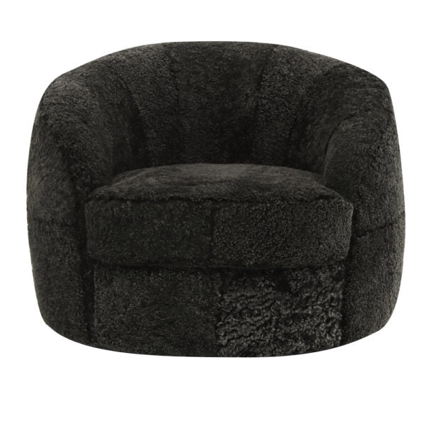 Sennon Swivel Occasional Chair Natural Espresso Shearling