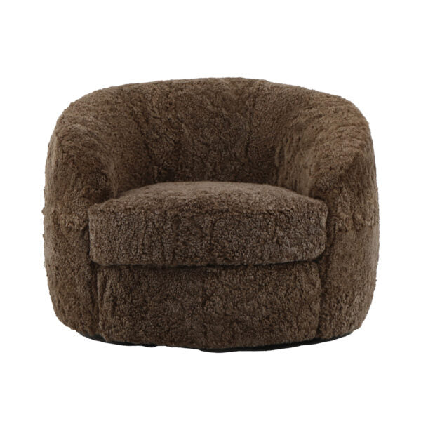 Sennon Swivel Occasional Chair Natural Taupe Shearling