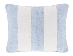 Awning Stripe Soft French Blue Indoor/Outdoor Lumbar Pillow 16"