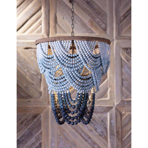 Ombre Wood Bead Chandelier, Blue