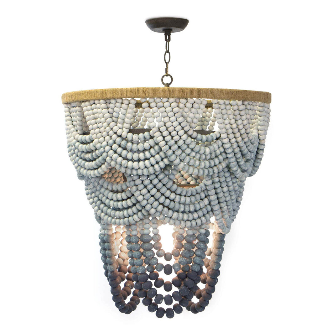 Ombre Wood Bead Chandelier, Blue