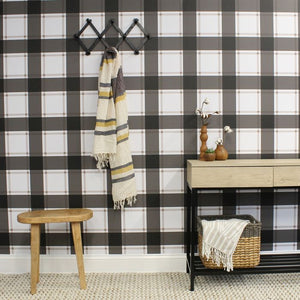 Plaid: Black & Ivory Tempaper